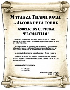 Cartel de la matanza 2012 en Alcoba de la Torre